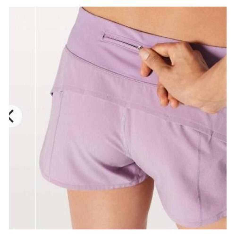 Lululemon Shorts Womens Size 6 Lilac Quartz Athletic Zipper Pocket Swift